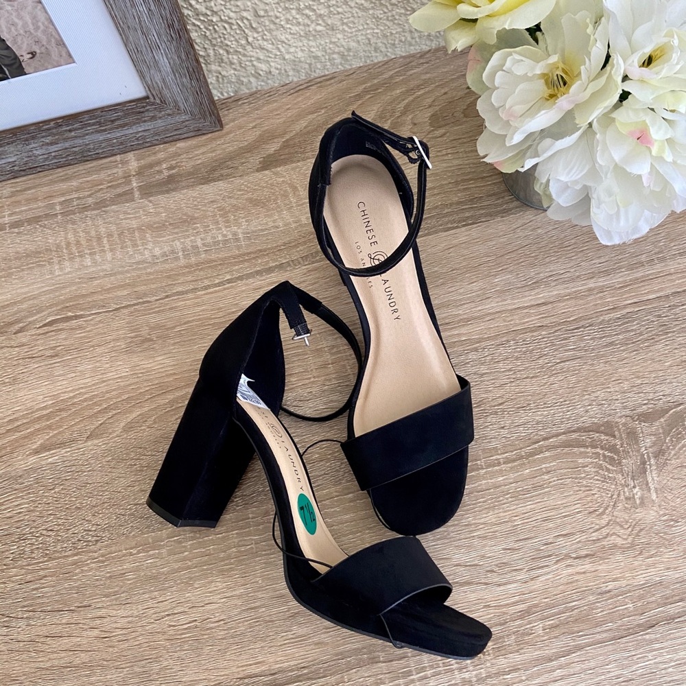 Chinese Laundry Open-Toe Suede Platform Heels
